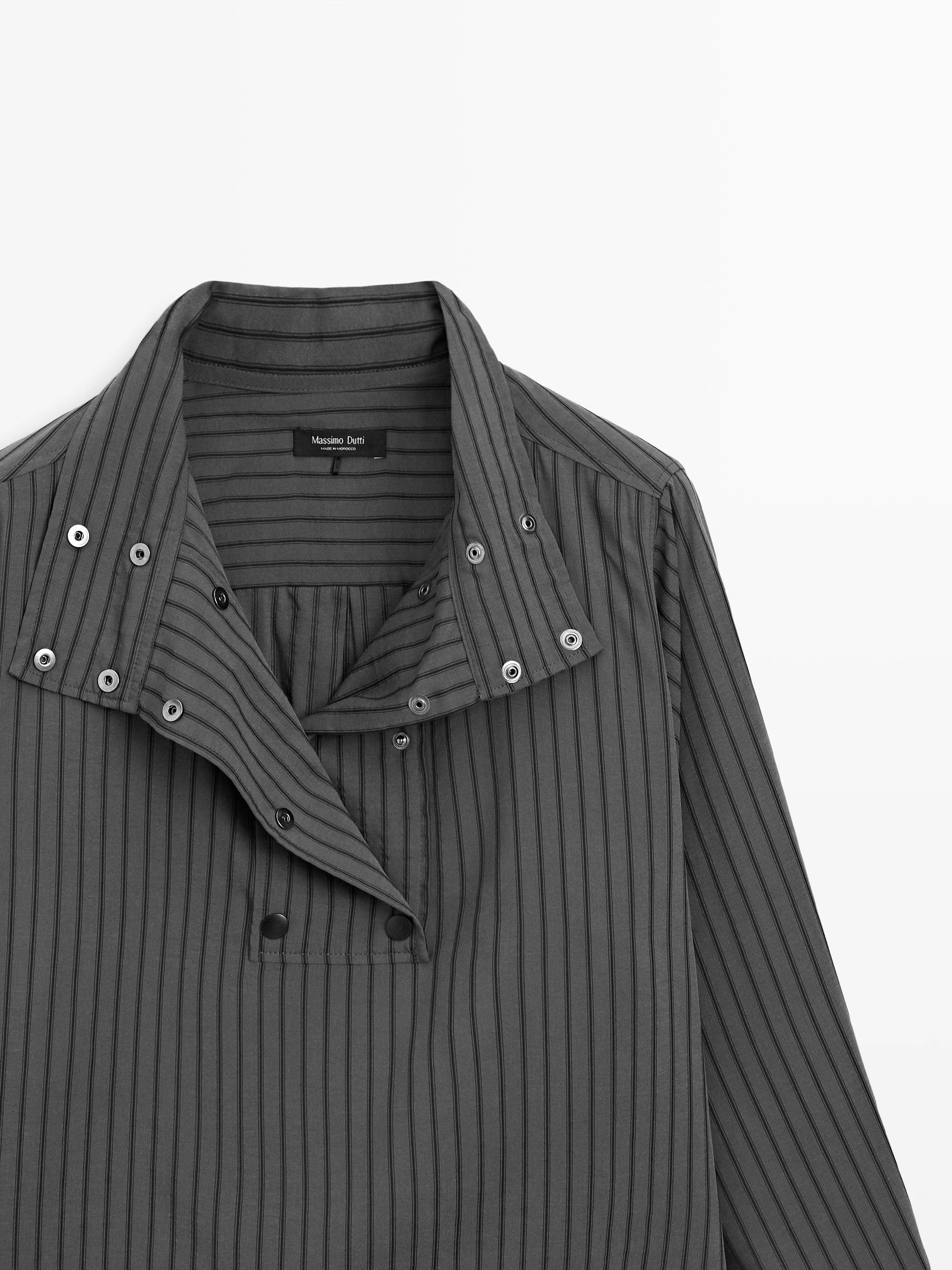 Striped flowing shirt with collar detail